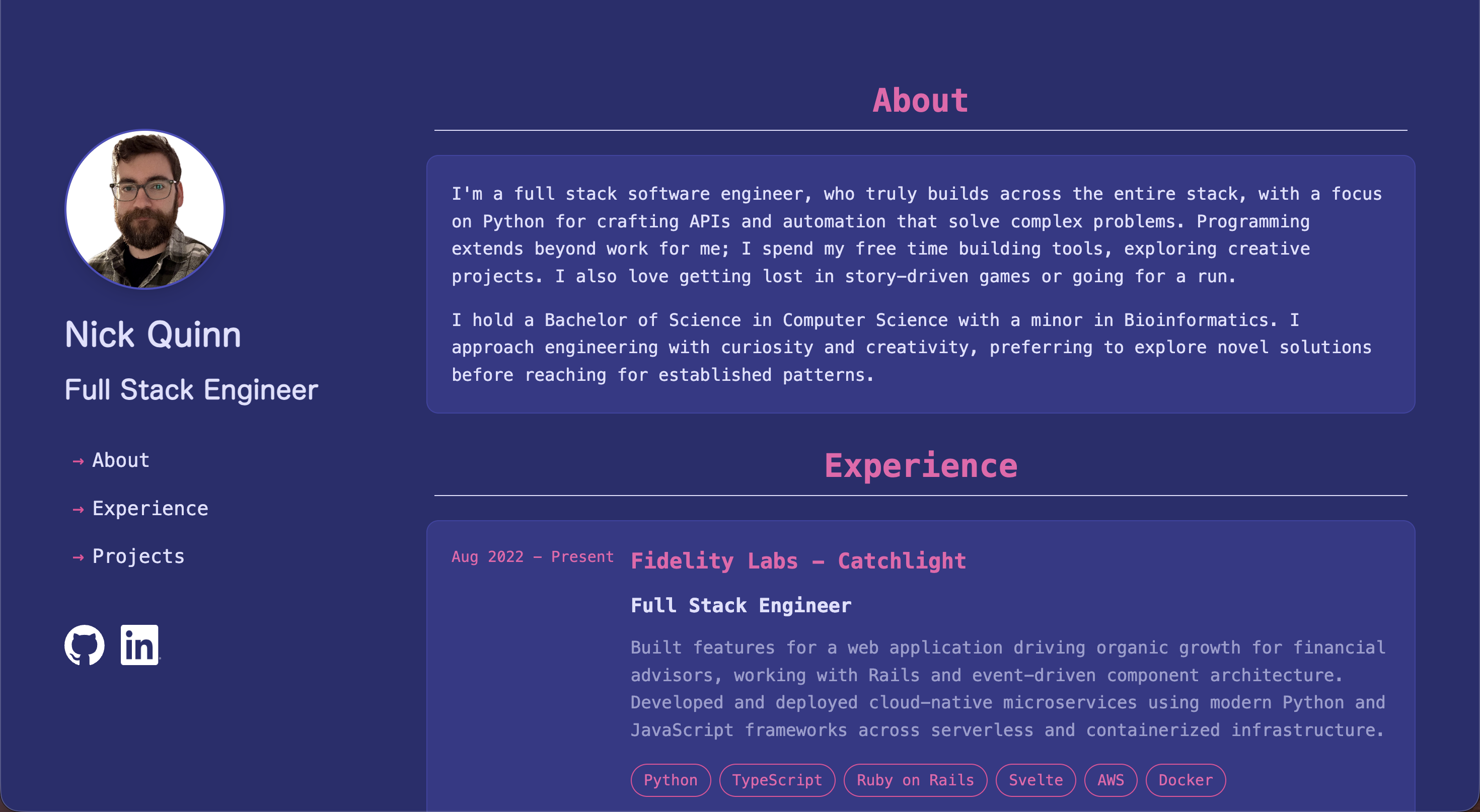 Professional Portfolio Website screenshot